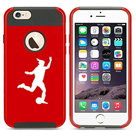 For Apple (iPhone 8) Shockproof Impact Hard Soft Case Cover Female Soccer Player