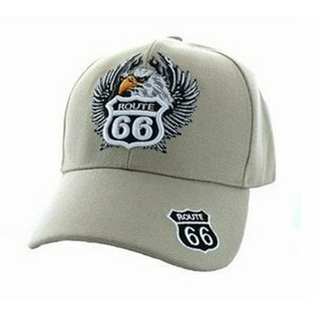 - Route 66 Embroidered Cap with Eagle- Tan