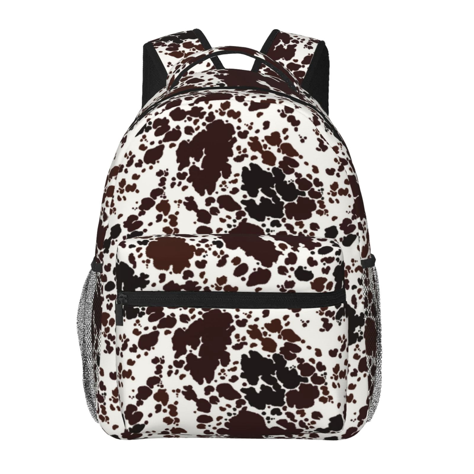 Ratiio Cow Skin Print Eco-Friendly Casual Backpack, Water-Resistant Polyester Canvas Daypack with Smooth Zippers, Comfortable & Durable Travel Bag with Laptop Compartment