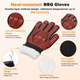 thumbnail image 2 of Guantes BBQ de 1 par, resistentes al calor hasta 1472°F, antideslizantes para asar a la parrilla, con bolsa de almacenamiento [Patrón de barras, Rojo], 2 of 6