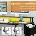 thumbnail image 6 of Auranook 48" L-Shaped Gaming Desk w/LED Lights & Power Outlets Storage Shelves, 6 of 9
