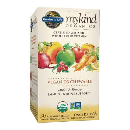 Garden Of Life Mykind Organics Vitamin D3 Chewables Raspberry Lemon 30 Ct