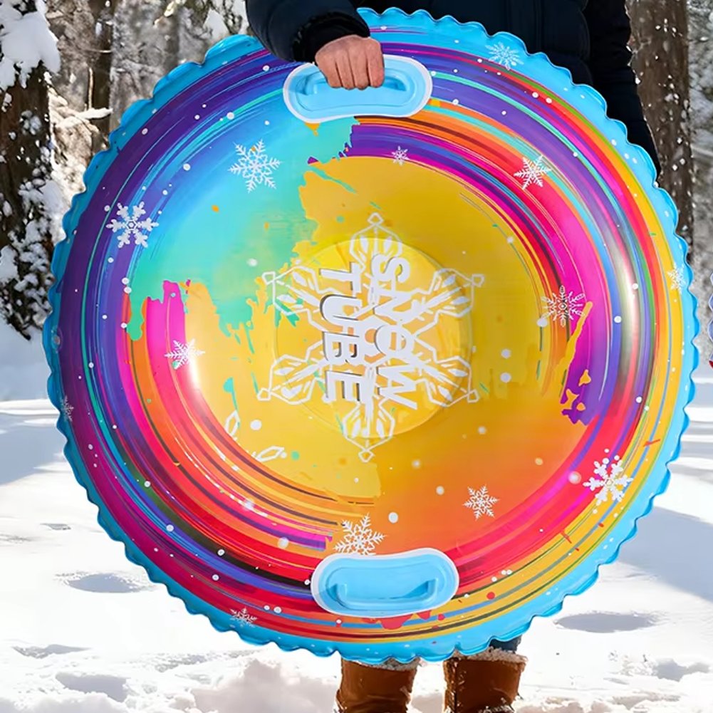 Snow Tube, Inflatable Snow Sled for Kids and Adult, Thickened Heavy Duty Hard Bottom Sleds for Snow, Winter Toys for Outdoor Sledding Snow Sports