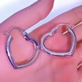 thumbnail image 3 of 925 Sterling Silver Ear Stud Hook Heart Hoop Earrings for Women, Lightweight and Hypoallergenic Earrings, 3 of 7