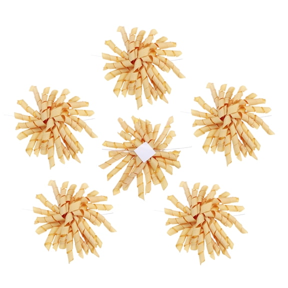 Uxcell 4" Curly Bows for Gift Wrapping, 6Pcs Self Adhesive Twist Tie Grosgrain Ribbon Bow for Treat Bag Christmas Birthday Gift Box Party Favors Decor, Champagne