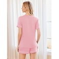 thumbnail image 5 of Ekouaer Pajamas Set for Women 2 Piece Short Sleeve Sleepwear Soft V Neck Tops and Shorts Pjs Lounge Set with Pocket, 5 of 6