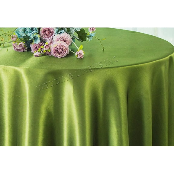Wedding Linens Inc. 108" Round Satin Tablecloth Satin Table Cover Linens - Moss Green