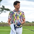 thumbnail image 3 of Honeii Llamas Colorful Print Polo Shirt, A Classic Short-Sleeved, Button-Down Golf Shirt for Men,Mens Polo Shirts Short Sleeve-Large, 3 of 6