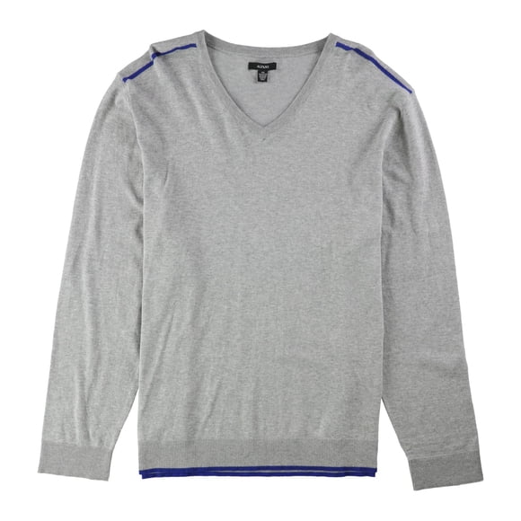 Alfani suéter de punto con cuello en V para hombre, gris, grande