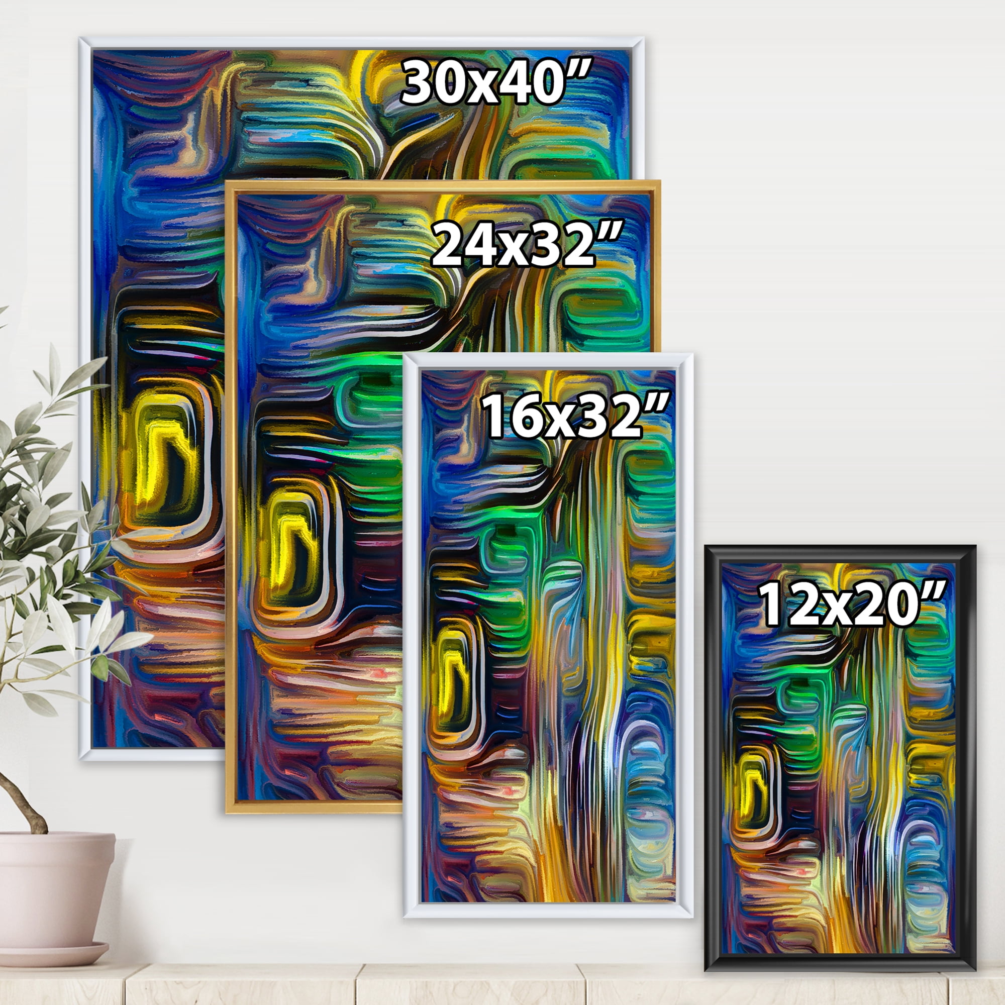 Designart 'Colour Spiral Fusion VI' Modern Framed Canvas Wall Art Print