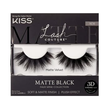 KISS Lash Couture Matte Black Faux Mink, Matte Velvet, False Eyelashes