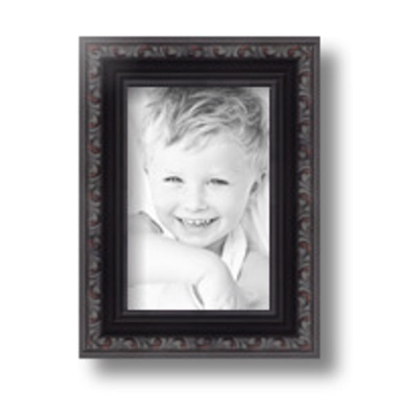 ArtToFrames 4" x 6" Black with Beads Picture Frame, 4x6 inch Black Wood Poster Frame (WOM-4625)