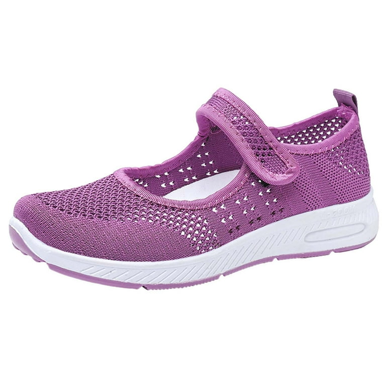 Women Shoes Womens Shoes Ethnic Style Casual Shoes Summer Fashion Hollow  Breathable Flat Heel Soft Sole Casual Shoes Purple 7 