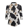 thumbnail image 2 of Uorisanigo Cow Print Womens Golf Shirt Soft Washable Women's 3/4 Sleeve Golf Top Comfortable Polyester Spandex Fabric Workout Sports Pullover Tennis Tops for Women Size M, 2 of 7