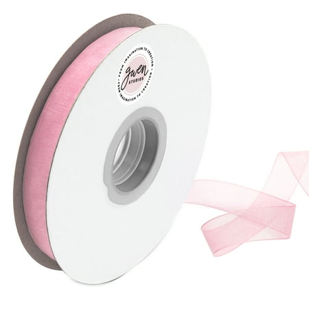 UPC: 0810056347086 | Pink Sheer Organza Ribbon for Crafts and Gift Wrap  5/8  x 100 Yards by Gwen Studios