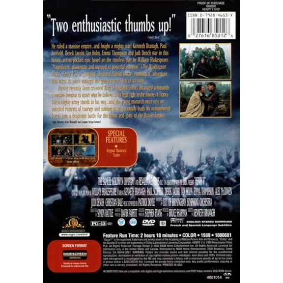 Pre-Owned Henry V [1989] [DVD] [Region 1] [US Import] [NTSC] Paperback