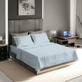 thumbnail image 4 of 100% Cotton Twin Light Blue Sateen Sheet Set, Graphene-Infused Temperature Regulating, Soft & Silky 3-Piece Set with Side Pockets by SLEEP RX, 4 of 8