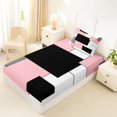 thumbnail image 5 of Castle Fairy Geometric Overlap Block Twin Sheets 3pcs,Minimalist Square Segment Bedding,Pink Gray Black White,1 Flat Sheet, 1 Fitted Sheet and 1 Pillowcase, 5 of 7