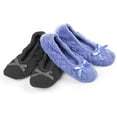 thumbnail image 2 of isotoner Women's 2 Pack Ballerina Slipper Quilted and Solid Ballet Flat 6.5-7.5 Periwinkle Quilted, Ash Solid, 2 of 7