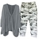 thumbnail image 1 of Conjunto de blusas y pantalones de manga larga con cuello en V y estampado para mujer Wmkox8yi bvn2969, 1 of 8
