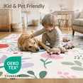 thumbnail image 4 of ODIKA 2'x3' Vibrant Floral Hues Abstract Design Washable Throw Rug Charming Botanical Motif with Modern Flair Non-Slip, Low Profile, Flatwoven, Easy Care for Hallway, Study Room, 4 of 7