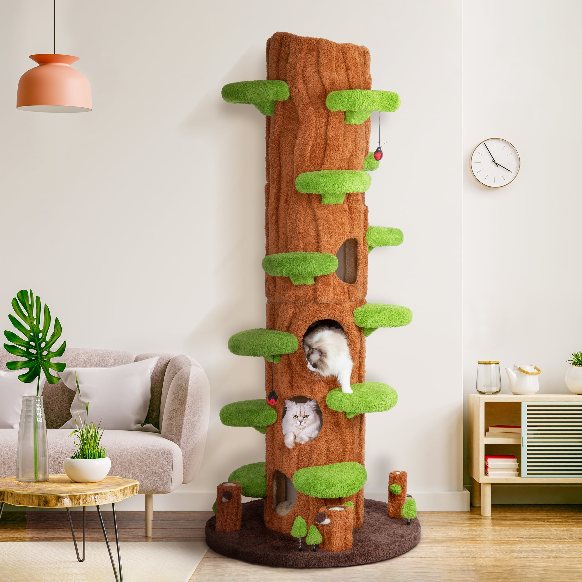 LHBCraft 88.6" Tall Cat Tree for Indoor Cats, Large Cat Tower with Luxury Cat Condo, Cat Tree Tower with Soft Cushion, Scratching Board, Plush Platform and Top Perch