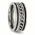thumbnail image 4 of Stainless Steel Black Plated Chain Inlay 10mm Ring Wedding Man Type Of  For Dad Mens  For Him, 4 of 10