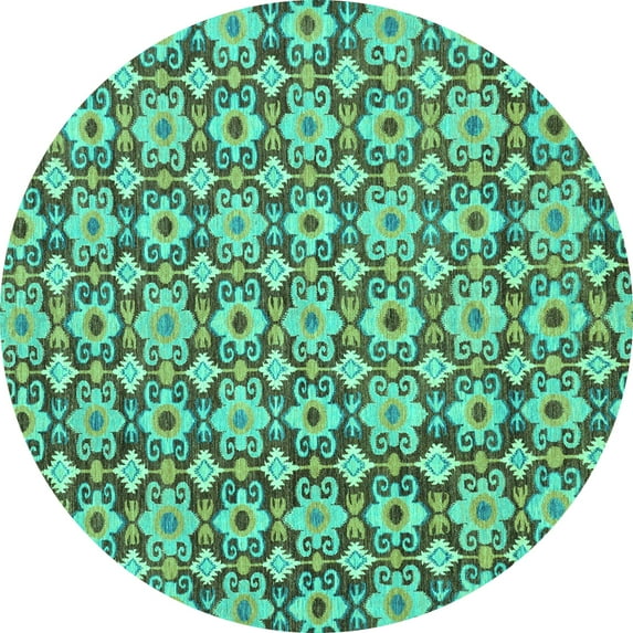 Ahgly Company Indoor Round Abstract Turquoise Blue Modern Area Rugs, 7' Round