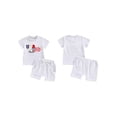 thumbnail image 3 of Toddler Boy 4th of July Set LetterEagle Embroidery Short Sleeve T-Shirt with Solid Color Shorts 2Pcs Outfit, 3 of 10