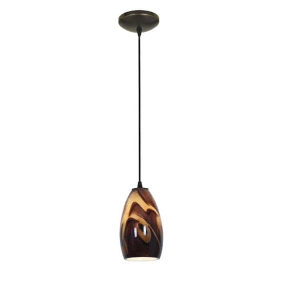Sydney Inari Silk 28012-1C-ORB-ICA One Light Pendant System, Sydney Inari Silk, Oil Rubbed Bronze, Inca