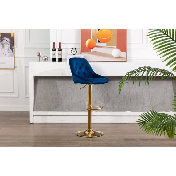 Luccalily Counter Height Bar Stools,Velvet 360° Swivel Adjustable Bar stools with Back and Footrest,Modern design and golden base for Kitchen,Bistro Pub, Dining Room counter