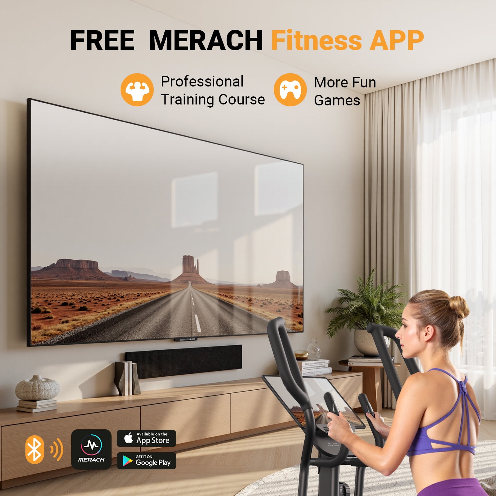 MERACH Quiet Elliptical Machine for Home Use, 19" Stride, Low-Impact Cardio, 400 lbs Capacity, Smooth & Joint-Friendly Exercise Equipment