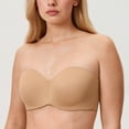 thumbnail image 3 of DELIMIRA Women's Strapless Bra Unlined Underwire Minimizer Plus Size Bras, 3 of 4