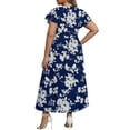 thumbnail image 4 of a.Jesdani Women's Plus Size Maxi Dress Boho Floral Butterfly Sleeve V Neck Flowy Maxi Dress Party Wedding Guest Dress L-4X, 4 of 9