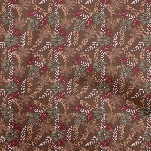 oneOone Polyester Spandex Brown Fabric Tropical Leaf Sewing Craft Projects Fabric Prints By Yard 56 Inch Wide