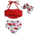 thumbnail image 1 of Trajes de baño Laklulu para niñas, bañador para niñas, bañador para niñas pequeñas, bañador para niñas, bañador deportivo de playa con flecos de 2 piezas, 1 of 6