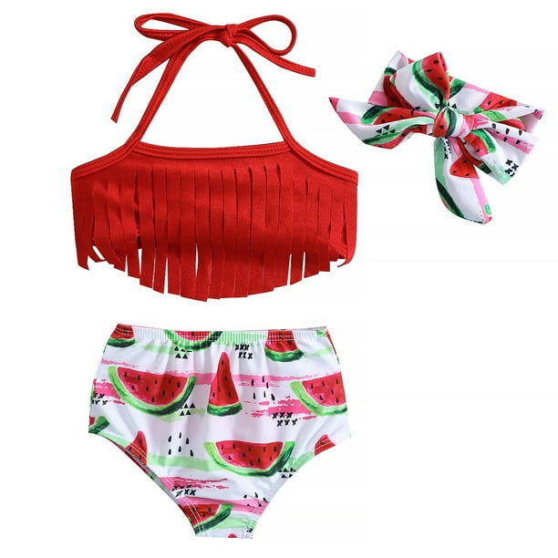 Trajes de baño para niñas, traje de baño para bebés, niñas pequeñas, traje de baño para niñas, deporte en la playa, traje de baño Bikini de 2 piezas con flecos