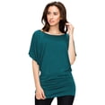 thumbnail image 3 of Made by Johnny Women's Boat Neck Short Sleeve Dolman Drape Top XXXXXL TEAL, 3 of 6