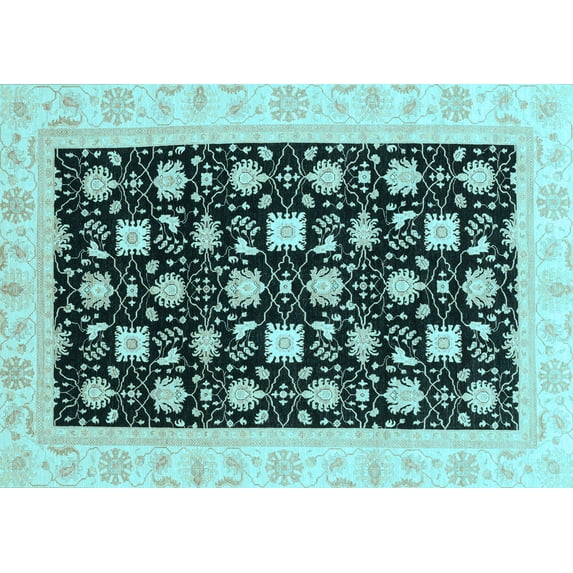 Ahgly Company Indoor Rectangle Oriental Light Blue Traditional Area Rugs, 7' x 9'