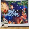 thumbnail image 3 of Tapiz navideño decorativo Feliz Navidad Tapiz de pared Papá Noel Muñeco de nieve Tapiz para colgar en la pared para fiesta, hogar, sala de estar (Feliz Navidad, 51.2" X 59.1"-(130x150cm)) Rojo Verde RV011031-00705SDJ, 3 of 5