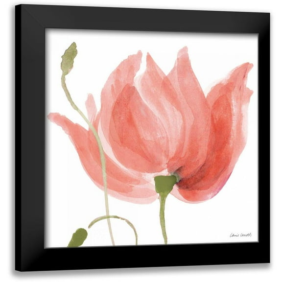 Loreth, Lanie 12x12 Black Modern Framed Museum Art Print Titled - Floral Sway Peach II