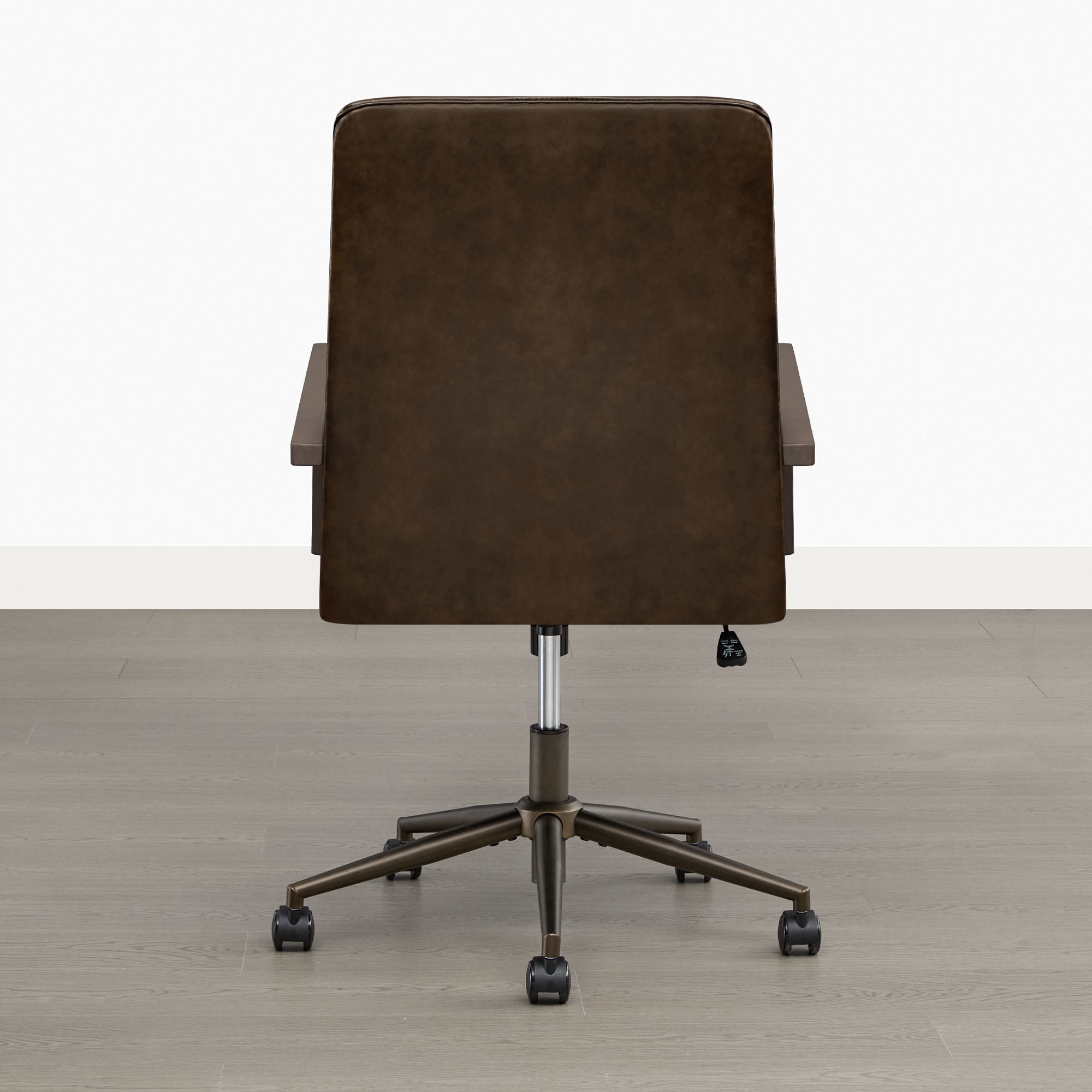 Spruce & Spring Mid-Century Modern Office Chair with Solid Wood Arms, Faux Leather Desk Chair with Adjustable Height & Tilt for Home Office, Espresso