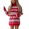 thumbnail image 1 of Gvmfive Women Long Sleeve Print Sweater Jumper Dress Christmas Xmas Party Evening Mini Dresses, 1 of 4