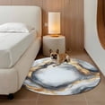 thumbnail image 3 of 7ft Washable Round Rug, Abstract Impressionist Non-Slip Circle Area Rug for Living Room Dining Room, Gary Gold Marble Texture Indoor Floor Mat for Home Decor, 3 of 9