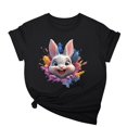 thumbnail image 1 of Tops de Cuello Alto para las Mujeres Amante Impreso Camiseta Cuello Redondo Manga Corta, Poliéster Spandex, 1 of 7