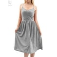 thumbnail image 4 of Gustave Summer Sleeveless Midi Dresses for Women Casual V Neck Sundress Spaghetti Strap Pleated Beach Dress A Line Swing Cami Dresses "M, Gray", 4 of 8
