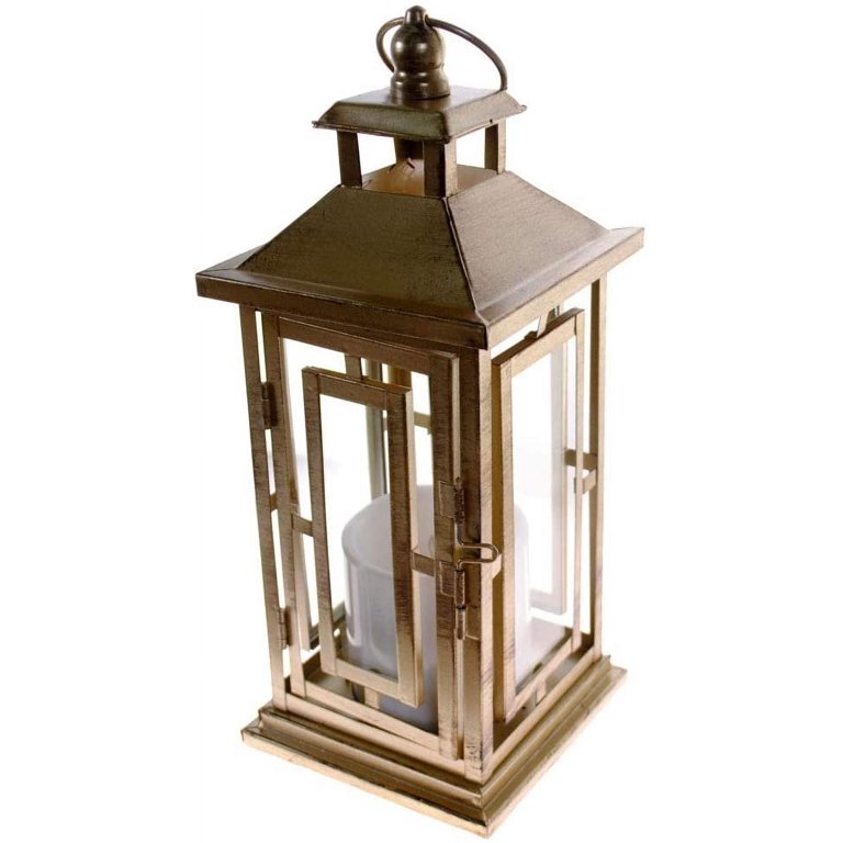 Illuminated Garden: Flameless Outdoor Antique Bronze Candle Lantern - 12  Inch