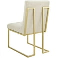 thumbnail image 4 of Contemporary Modern Urban Designer Dining Kitchen Room Side Chair, Fabric Metal Steel, Gold Beige, 4 of 8