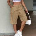thumbnail image 4 of HongQid Linen Shorts for Women Casual Elastic Waist Drawstring Summer Beach Shorts Womens Dress Shorts, 4 of 9