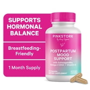 Pink Stork Postpartum Mood Support Supplements with Ashwagandha and Chamomile - 60 Capsules